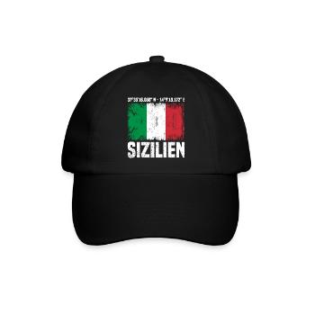 Sizilien Koordinaten - Baseballkappe - Schwarz/Schwarz - Vorne