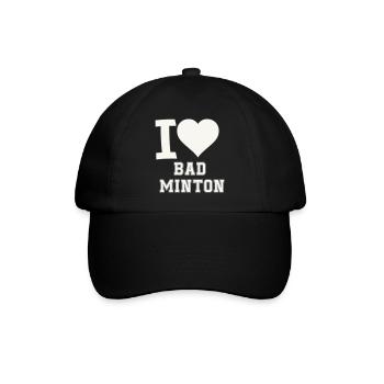 I love badminton heart - Baseball Cap - black/black - Front