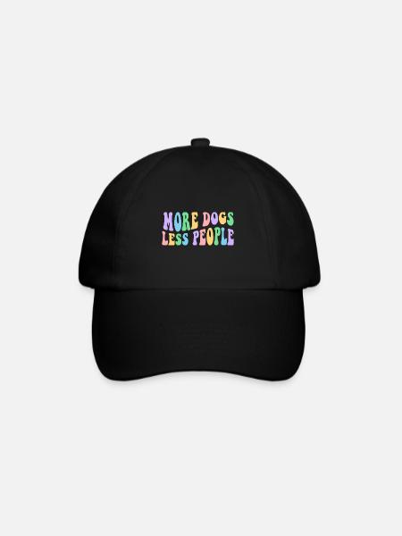 More Dogs Less People - Groovy Retro Design - Baseball Cap - black/black