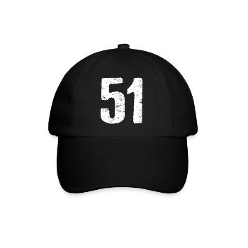 51 Zahl Vintage - Baseballkappe - Schwarz/Schwarz - Vorne