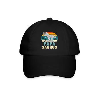 Papasaurus Fête des Pères Dinosaure T-Rex Idée Cadeau - Casquette classique - noir/noir - Devant