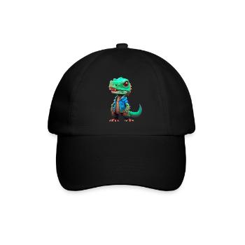 kleiner T-Rex in Jeansjacke - Baseballkappe - Schwarz/Schwarz - Vorne