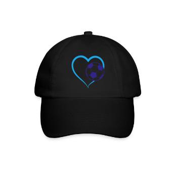 Fussball Herz Liebe | Farben änderbar - Baseballkappe - Schwarz/Schwarz - Vorne