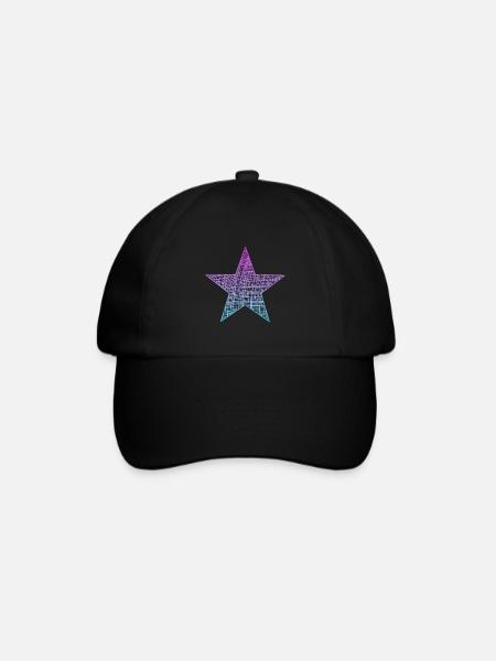 Stern pink blau, star pink blue - Baseballkappe - Schwarz/Schwarz