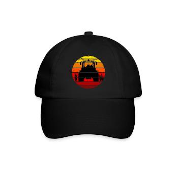 Tractor, Sunset, Farmer, Farmer, Tractor - Baseball Cap - black/black - Front