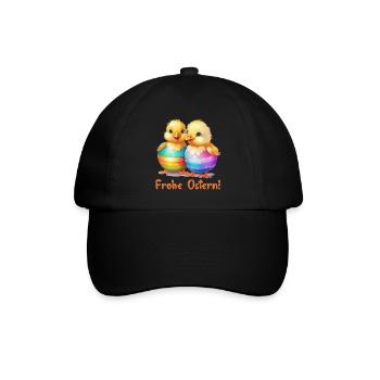 Frohe Ostern Osterei Küken Osterfest lustig süß - Baseballkappe - Schwarz/Schwarz - Vorne