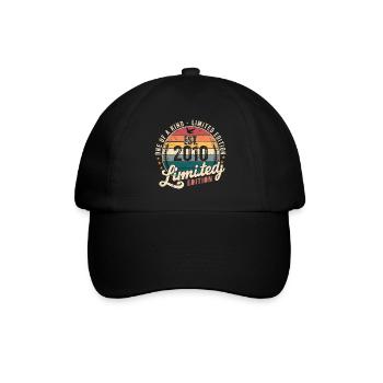 Geburtstagsgeschenk 2010 Jahrgang 2010 Retro 2010 - Baseballkappe - Schwarz/Schwarz - Vorne