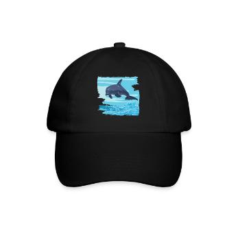 Dauphin des dauphins saute du don d'eau de mer - Casquette classique - noir/noir - Devant