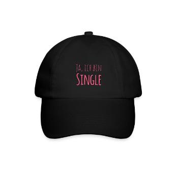 Ja, ich bin Single - Baseballkappe - Schwarz/Schwarz - Vorne