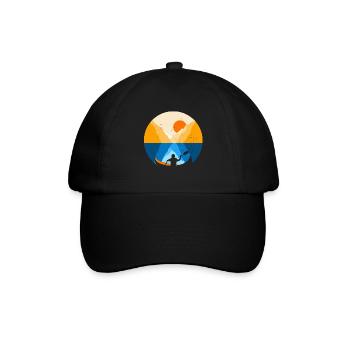 Kanu I Kajak im Fjord bei Sonnenaufgang - Baseballkappe - Schwarz/Schwarz - Vorne