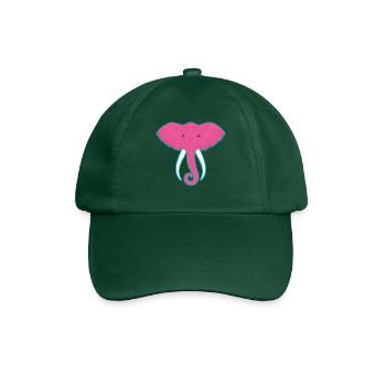 Rosafarbener Elefant - Baseballkappe - Flaschengrün - Vorne