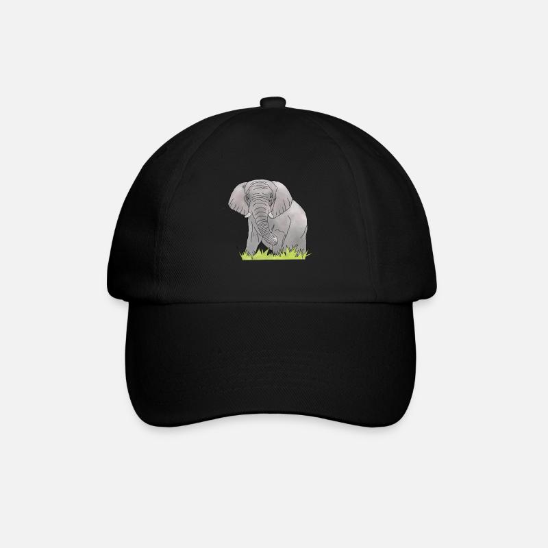 Elefant - Baseballkappe - Schwarz/Schwarz