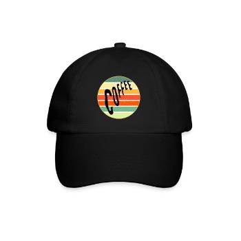 Kaffee Retro Sonnenuntergang - Baseballkappe - Schwarz/Schwarz - Vorne