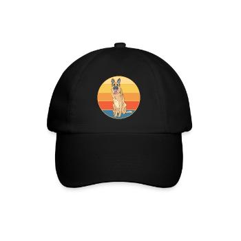 German Shepherd Dog Breed Vintage Retro Sunset - Baseball Cap - black/black - Front