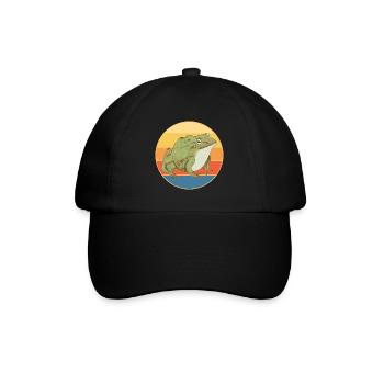 Niedlicher Frosch Vintage Retro Sonnenuntergang Tierliebhaber - Baseballkappe - Schwarz/Schwarz - Vorne