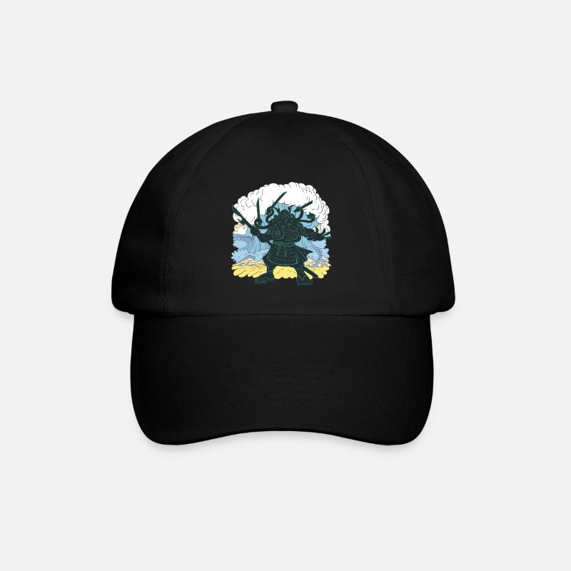 Riesiger Cthulhu-samurai-japaner - Baseballkappe - Schwarz/Schwarz