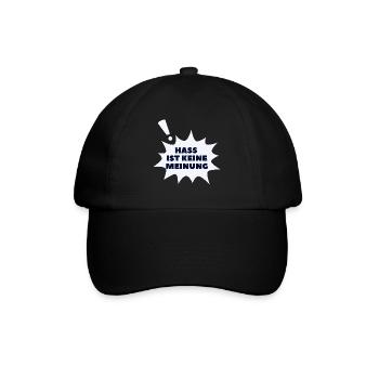 Hass ist keine Meinung Sprechblase PLBT - Baseballkappe - Schwarz/Schwarz - Vorne