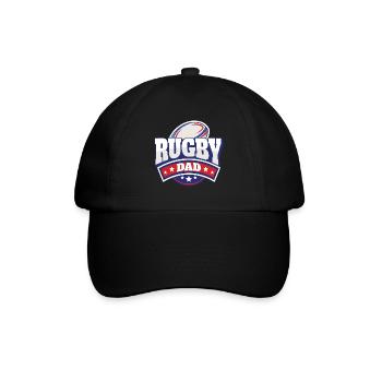 Vater Rugby-Spieler Geschenk Papa Rugby-Unterstützer - Baseballkappe - Schwarz/Schwarz - Vorne