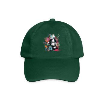 Cat Drummer Music Animal Drums Wild Cat - Casquette classique - vert bouteille - Devant