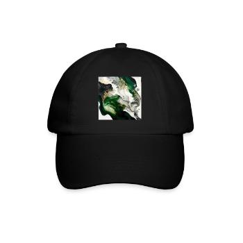Forest Green And Gold Paint Swirl Pattern - Baseball Cap - black/black - Front