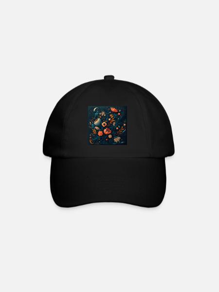 Botanicals Blumenmuster - Baseballkappe - Schwarz/Schwarz