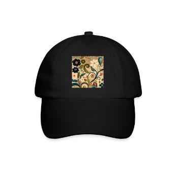 Motif floral automnal botanique - Casquette classique - noir/noir - Devant