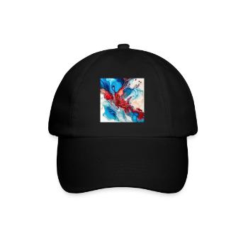 Red White And Blue Paint Swirl Pattern - Baseball Cap - black/black - Front