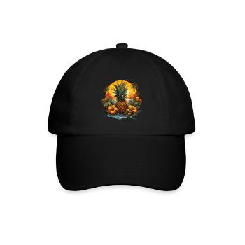 Ananas - Baseballkappe - Schwarz/Schwarz - Vorne