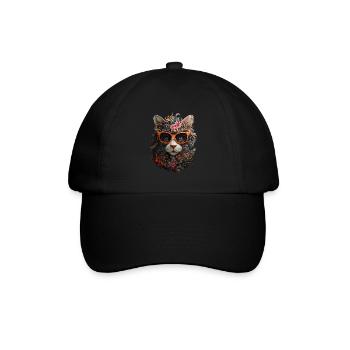 Katze - Baseballkappe - Schwarz/Schwarz - Vorne