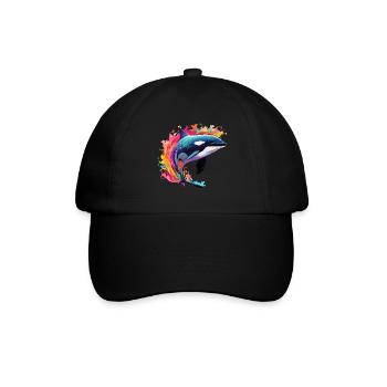 Colorful killer whale Orca - Baseball Cap - black/black - Front