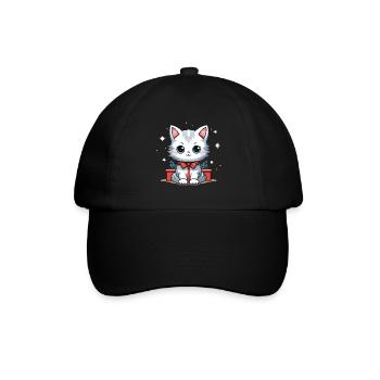 Cat Christmas Design - Kawaii Style - Baseball Cap - black/black - Front