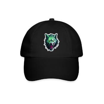 Wolf - Illustration - Baseballkappe - Schwarz/Schwarz - Vorne