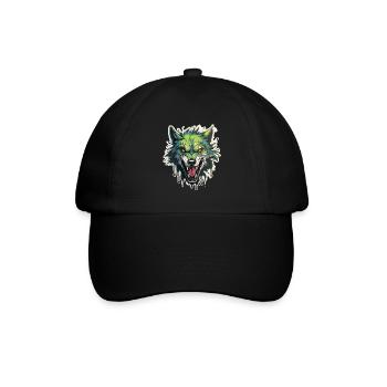 Wolf - Illustration - Baseball Cap - black/black - Front