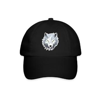 Wolf - Illustration - Baseballkappe - Schwarz/Schwarz - Vorne
