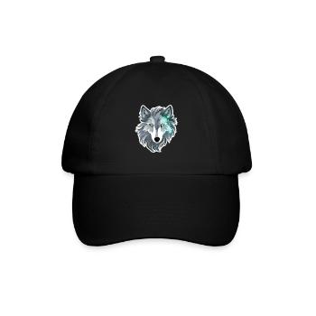 Wolf - Illustration - Baseballkappe - Schwarz/Schwarz - Vorne