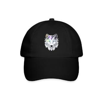 Wolf - Illustration - Baseballkappe - Schwarz/Schwarz - Vorne