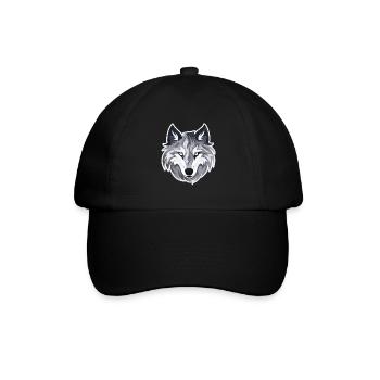Wolf - Illustration - Baseballkappe - Schwarz/Schwarz - Vorne
