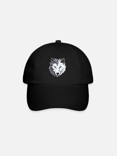 Wolf - Illustration - Baseball Cap - black/black