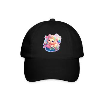 Cat - illustration - Baseball Cap - black/black - Front