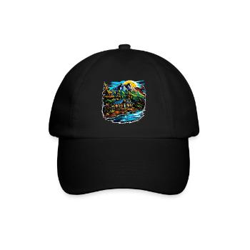 Landscape - Illustration - Baseball Cap - black/black - Front