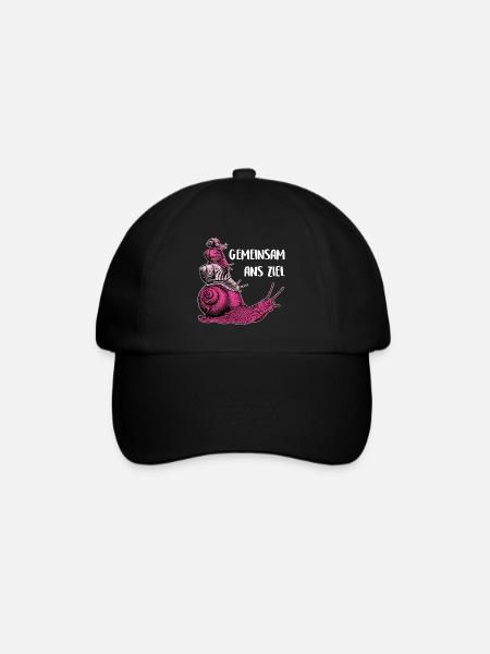 Gemeinsam ans Ziel vier Schnecken übereinander - Baseballkappe - Schwarz/Schwarz