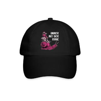 Immer mit der Ruhe vier Schnecken und Spruch - Baseballkappe - Schwarz/Schwarz - Vorne
