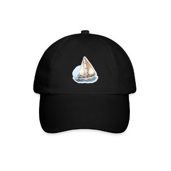 Sailboat - illustration - Baseball Cap - black/black - Front