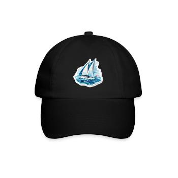 Sailboat - illustration - Baseball Cap - black/black - Front