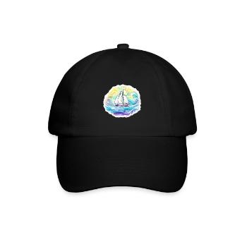 Sailboat - illustration - Baseball Cap - black/black - Front