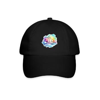 Sailboat - illustration - Baseball Cap - black/black - Front