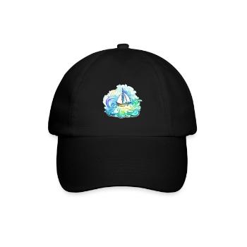 Sailboat - illustration - Baseball Cap - black/black - Front