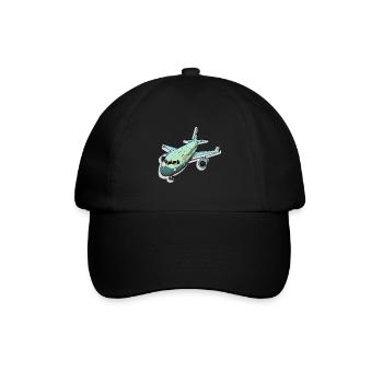 Airplane - illustration - Baseball Cap - black/black - Front