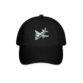 Airplane - illustration - Baseball Cap - black/black - Front