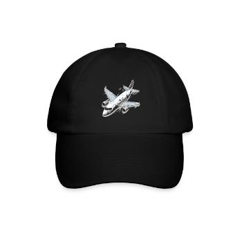 Airplane - illustration - Baseball Cap - black/black - Front